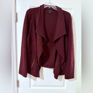 Burgundy Open Front Jacket